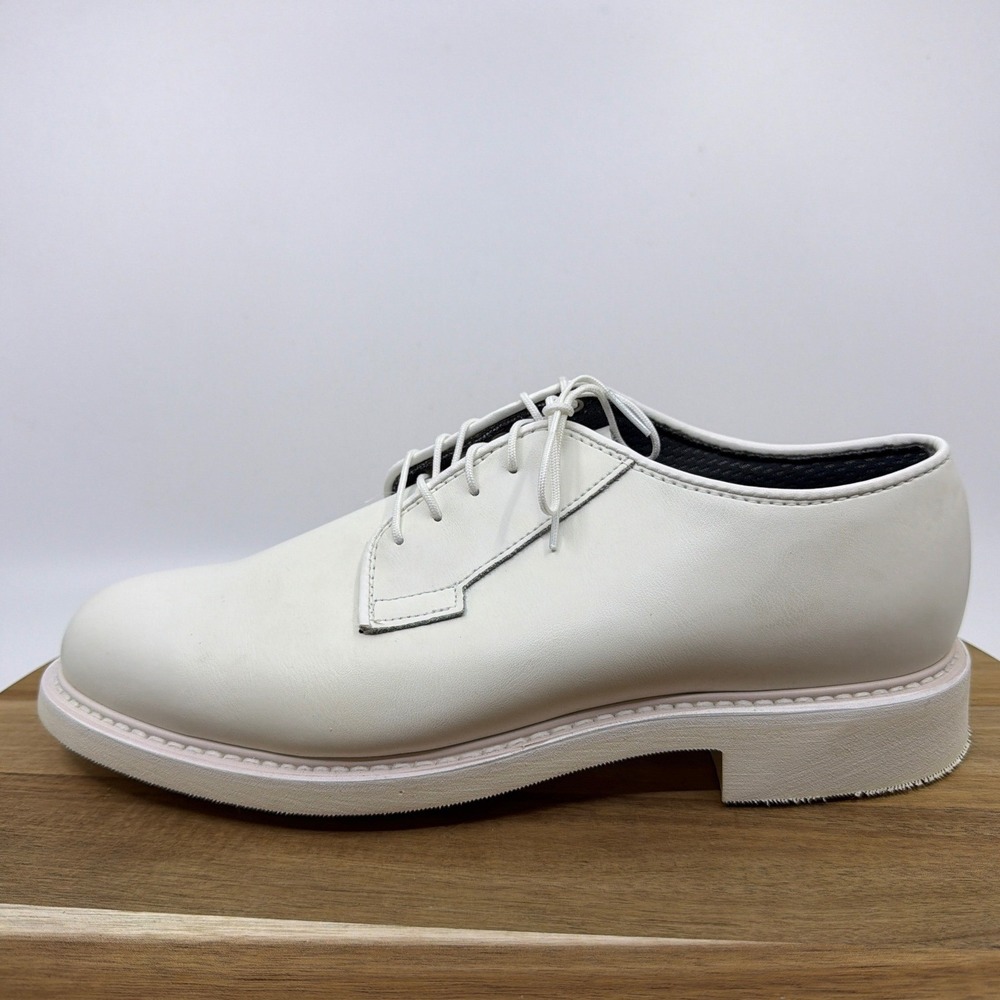 Bates Lites Leather Oxford Shoes Mens 8 D White Excellent‎ Military Dress 00131 - Picture 15 of 16